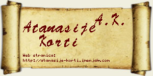 Atanasije Korti vizit kartica